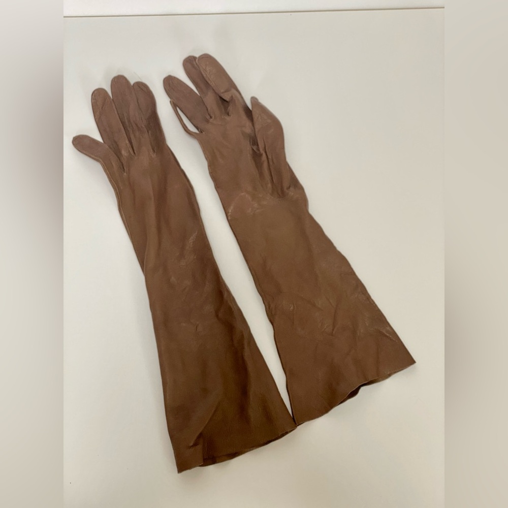 Vintage Brown Kid Leather Gloves. Made in West Germany - Picture 2 of 4
